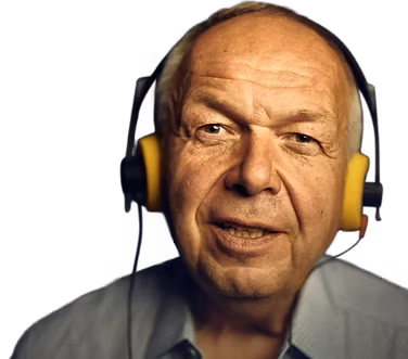 Bernd Ziethen mit gelben Kopfhörern